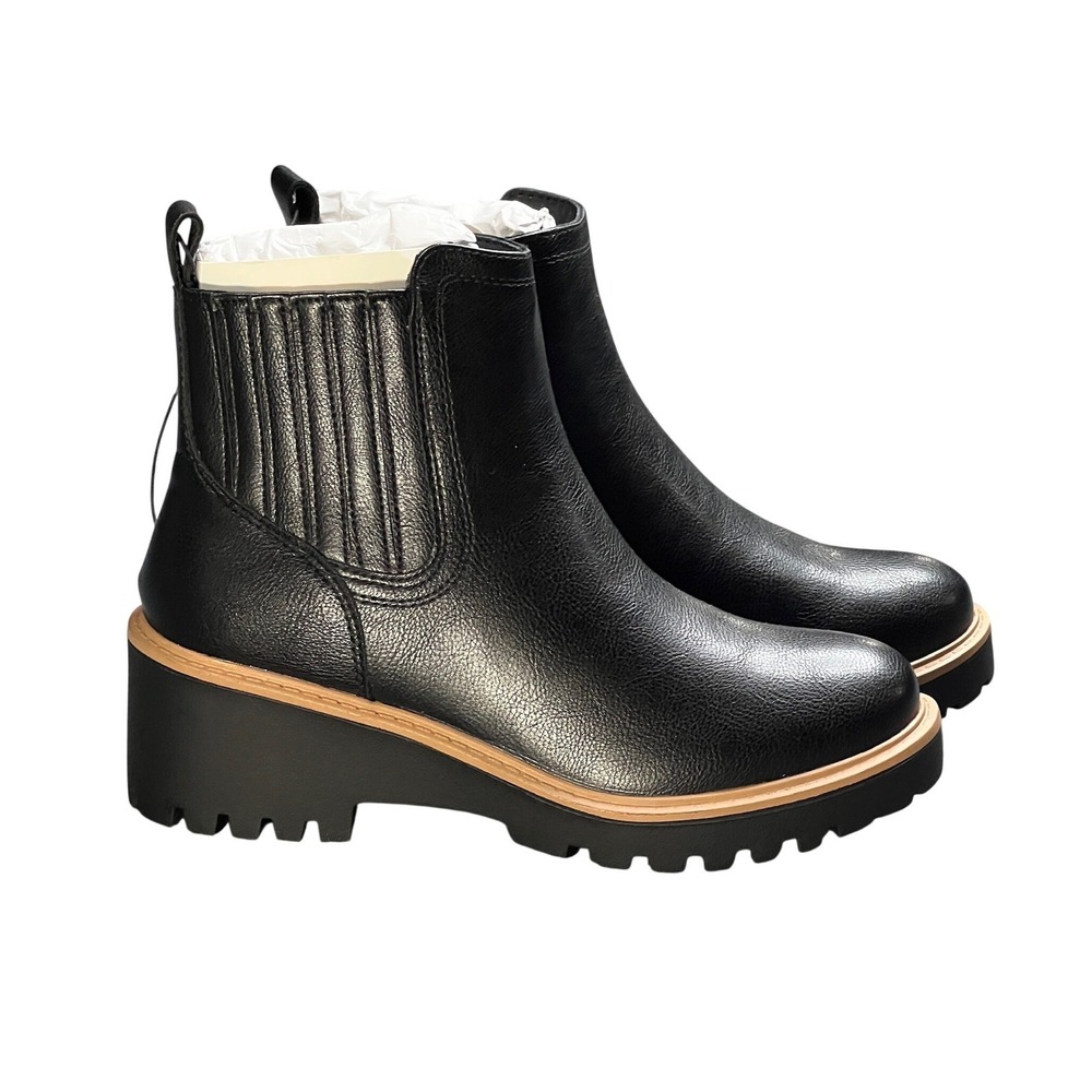 NEW MIA Womens 6M Stephenn Black Chelsea Lug Sole Ankle Boots GS1384809SF Zip Up